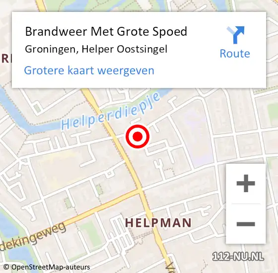 Locatie op kaart van de 112 melding: Brandweer Met Grote Spoed Naar Groningen, Helper Oostsingel op 13 september 2021 11:48