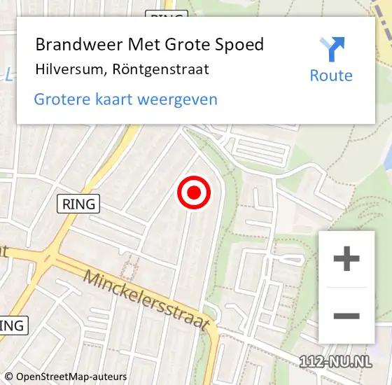 Locatie op kaart van de 112 melding: Brandweer Met Grote Spoed Naar Hilversum, Röntgenstraat op 13 september 2021 12:04