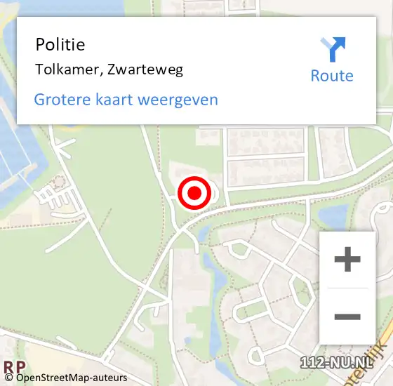 Locatie op kaart van de 112 melding: Politie Tolkamer, Zwarteweg op 13 september 2021 12:06