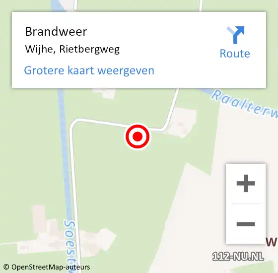 Locatie op kaart van de 112 melding: Brandweer Wijhe, Rietbergweg op 13 september 2021 12:15