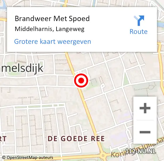 Locatie op kaart van de 112 melding: Brandweer Met Spoed Naar Middelharnis, Langeweg op 13 september 2021 12:18