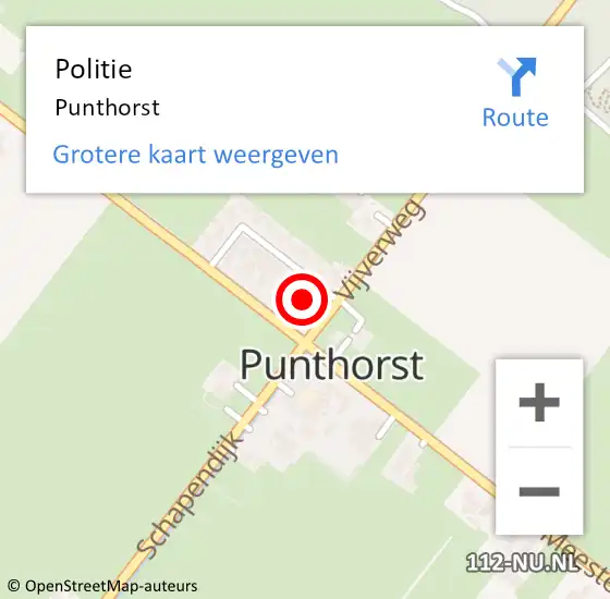Locatie op kaart van de 112 melding: Politie Punthorst op 13 september 2021 12:49