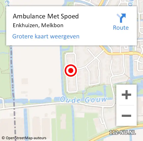 Locatie op kaart van de 112 melding: Ambulance Met Spoed Naar Enkhuizen, Melkbon op 13 september 2021 13:09