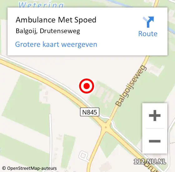 Locatie op kaart van de 112 melding: Ambulance Met Spoed Naar Balgoij, Drutenseweg op 13 september 2021 13:25