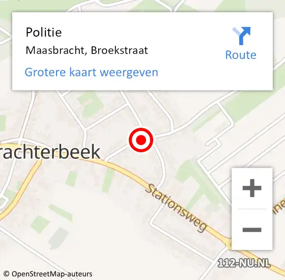Locatie op kaart van de 112 melding: Politie Maasbracht, Broekstraat op 13 september 2021 13:27