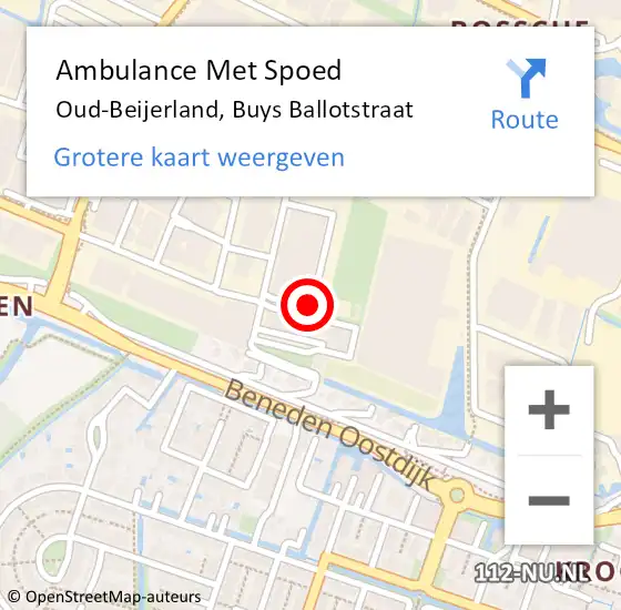 Locatie op kaart van de 112 melding: Ambulance Met Spoed Naar Oud-Beijerland, Buys Ballotstraat op 13 september 2021 13:32