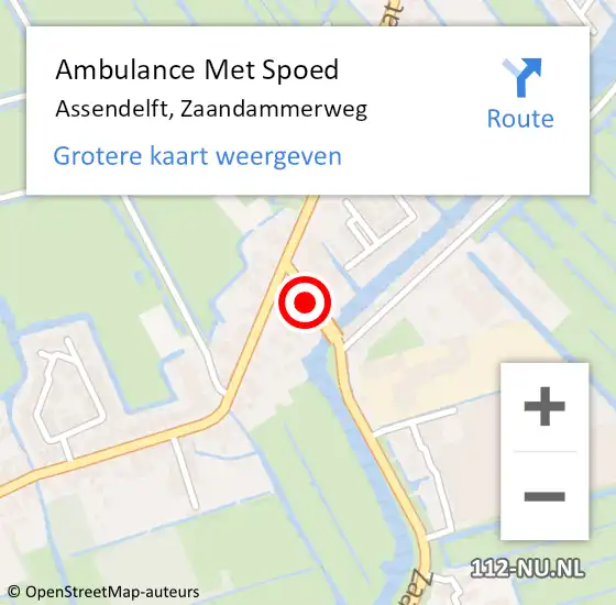 Locatie op kaart van de 112 melding: Ambulance Met Spoed Naar Assendelft, Zaandammerweg op 13 september 2021 13:40