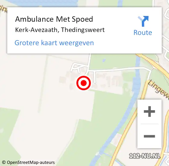 Locatie op kaart van de 112 melding: Ambulance Met Spoed Naar Kerk-Avezaath, Thedingsweert op 13 september 2021 13:40