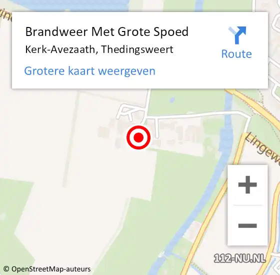 Locatie op kaart van de 112 melding: Brandweer Met Grote Spoed Naar Kerk-Avezaath, Thedingsweert op 13 september 2021 13:41