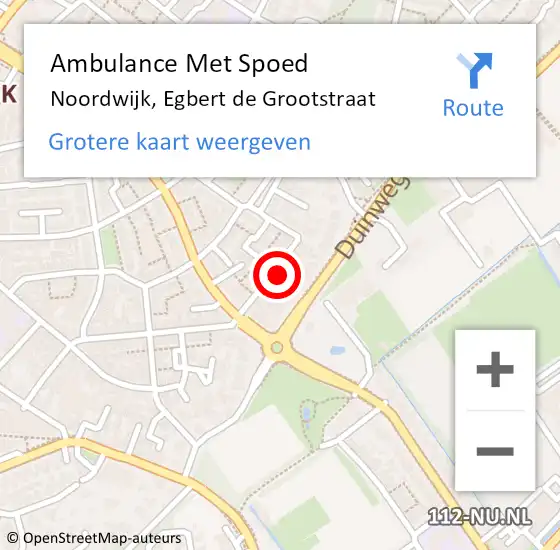 Locatie op kaart van de 112 melding: Ambulance Met Spoed Naar Noordwijk, Egbert de Grootstraat op 13 september 2021 13:47