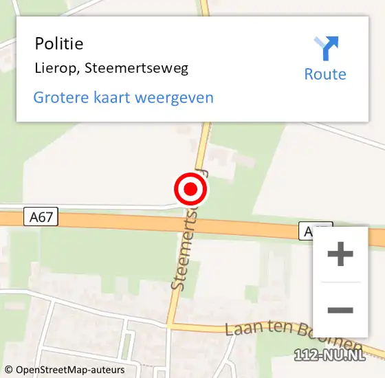 Locatie op kaart van de 112 melding: Politie Lierop, Steemertseweg op 13 september 2021 13:49