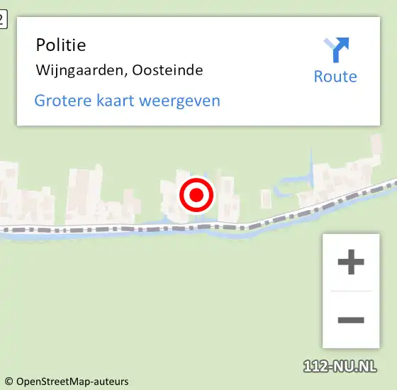 Locatie op kaart van de 112 melding: Politie Wijngaarden, Oosteinde op 13 september 2021 14:04