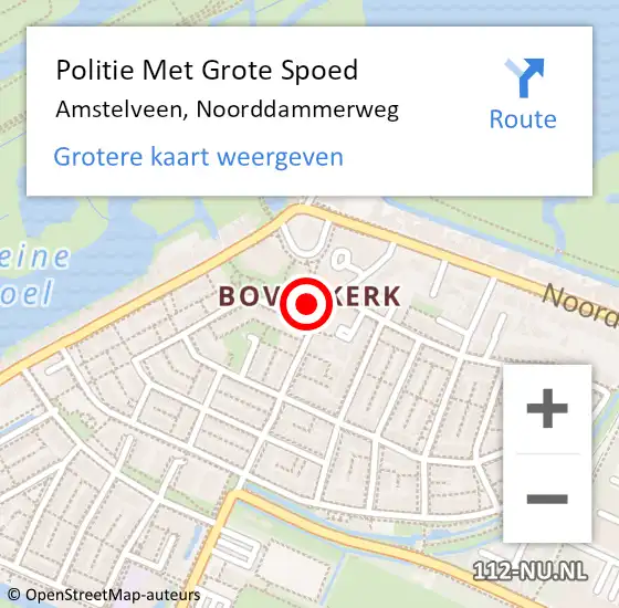 Locatie op kaart van de 112 melding: Politie Met Grote Spoed Naar Amstelveen, Noorddammerweg op 13 september 2021 14:26