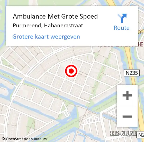 Locatie op kaart van de 112 melding: Ambulance Met Grote Spoed Naar Purmerend, Habanerastraat op 13 september 2021 14:33