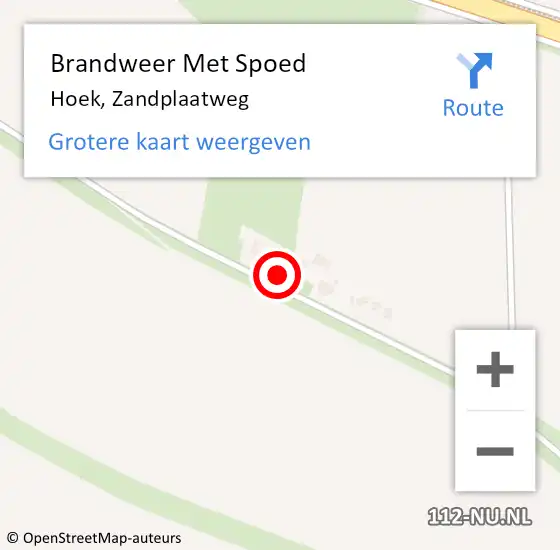 Locatie op kaart van de 112 melding: Brandweer Met Spoed Naar Hoek, Zandplaatweg op 13 september 2021 15:03