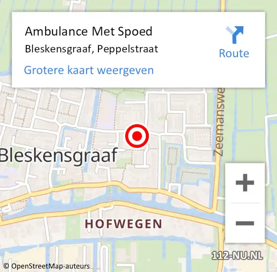 Locatie op kaart van de 112 melding: Ambulance Met Spoed Naar Bleskensgraaf, Peppelstraat op 13 september 2021 15:10