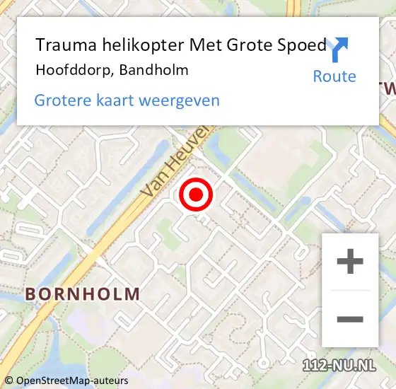 Locatie op kaart van de 112 melding: Trauma helikopter Met Grote Spoed Naar Hoofddorp, Bandholm op 13 september 2021 15:11