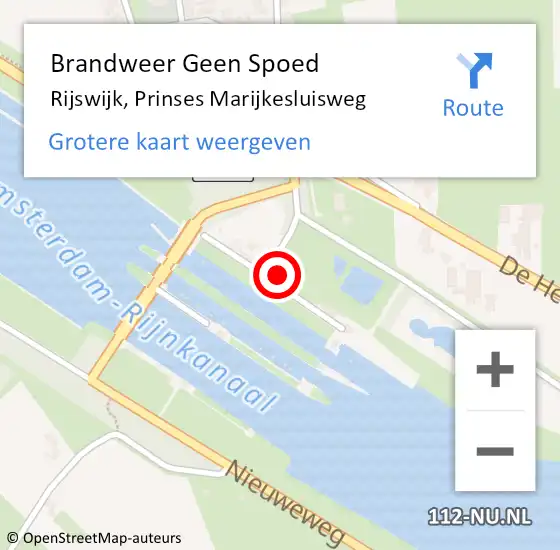 Locatie op kaart van de 112 melding: Brandweer Geen Spoed Naar Rijswijk, Prinses Marijkesluisweg op 13 september 2021 15:11