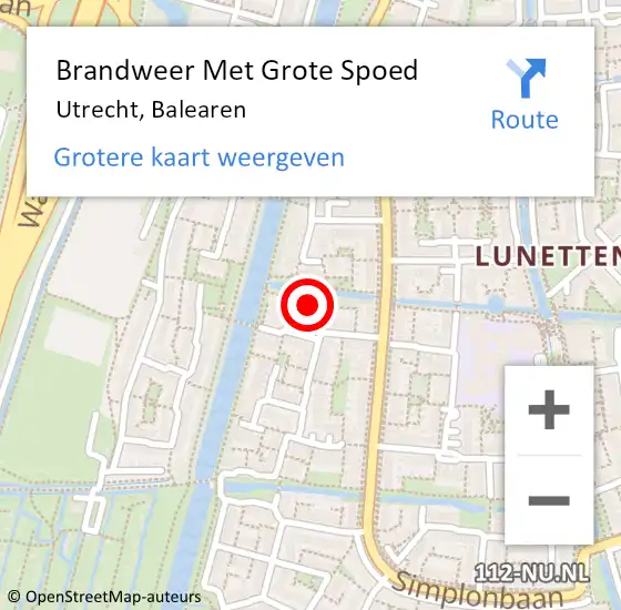 Locatie op kaart van de 112 melding: Brandweer Met Grote Spoed Naar Utrecht, Balearen op 13 september 2021 15:12