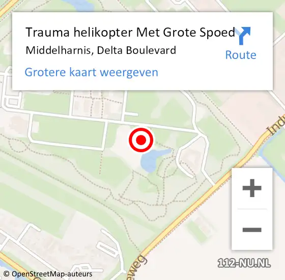 Locatie op kaart van de 112 melding: Trauma helikopter Met Grote Spoed Naar Middelharnis, Delta Boulevard op 13 september 2021 15:15