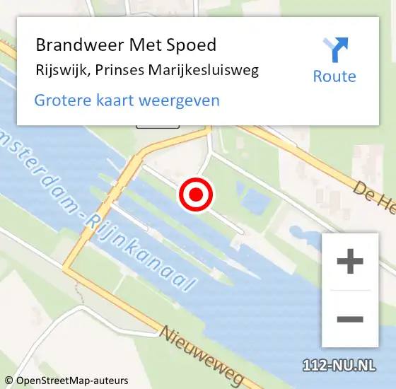 Locatie op kaart van de 112 melding: Brandweer Met Spoed Naar Rijswijk, Prinses Marijkesluisweg op 13 september 2021 15:18