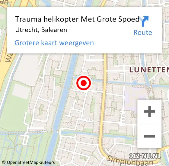 Locatie op kaart van de 112 melding: Trauma helikopter Met Grote Spoed Naar Utrecht, Balearen op 13 september 2021 15:22