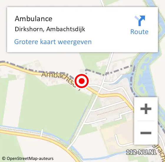 Locatie op kaart van de 112 melding: Ambulance Dirkshorn, Ambachtsdijk op 13 september 2021 15:37