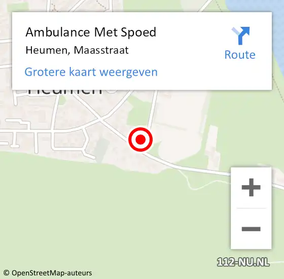 Locatie op kaart van de 112 melding: Ambulance Met Spoed Naar Heumen, Maasstraat op 13 september 2021 15:39