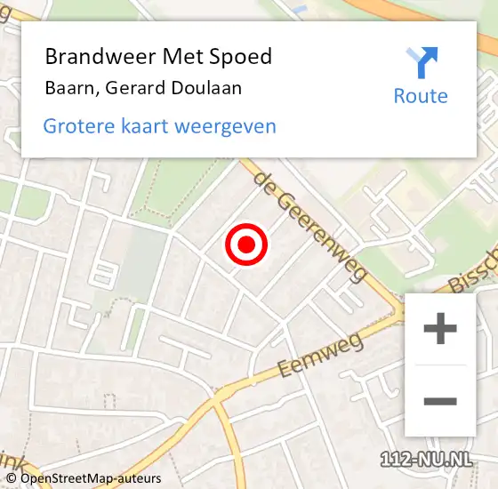 Locatie op kaart van de 112 melding: Brandweer Met Spoed Naar Baarn, Gerard Doulaan op 13 september 2021 15:41