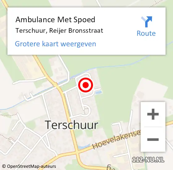 Locatie op kaart van de 112 melding: Ambulance Met Spoed Naar Terschuur, Reijer Bronsstraat op 13 september 2021 16:09