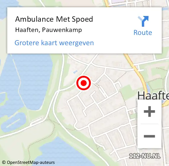 Locatie op kaart van de 112 melding: Ambulance Met Spoed Naar Haaften, Pauwenkamp op 13 september 2021 16:12