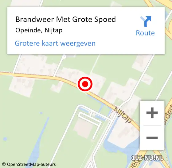 Locatie op kaart van de 112 melding: Brandweer Met Grote Spoed Naar Opeinde, Nijtap op 13 september 2021 16:17