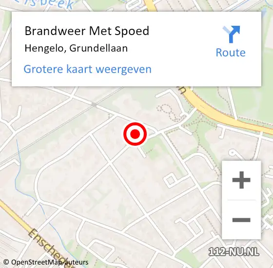 Locatie op kaart van de 112 melding: Brandweer Met Spoed Naar Hengelo, Grundellaan op 13 september 2021 16:26