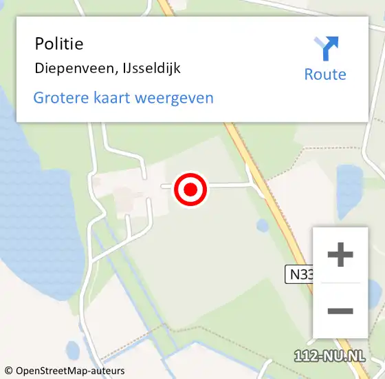 Locatie op kaart van de 112 melding: Politie Diepenveen, IJsseldijk op 13 september 2021 16:27
