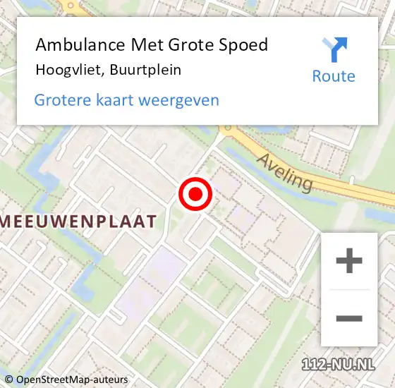 Locatie op kaart van de 112 melding: Ambulance Met Grote Spoed Naar Hoogvliet, Buurtplein op 13 september 2021 16:39