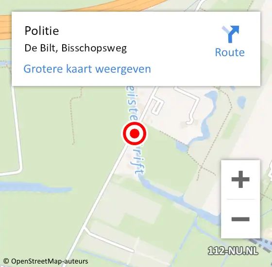 Locatie op kaart van de 112 melding: Politie De Bilt, Bisschopsweg op 13 september 2021 16:40