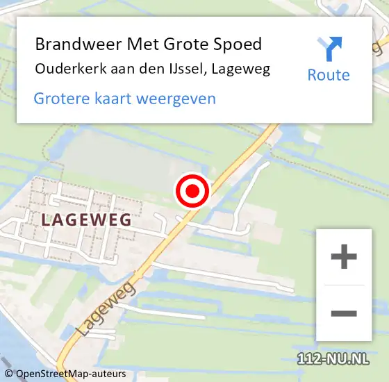 Locatie op kaart van de 112 melding: Brandweer Met Grote Spoed Naar Ouderkerk aan den IJssel, Lageweg op 13 september 2021 16:57