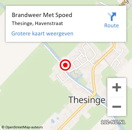 Locatie op kaart van de 112 melding: Brandweer Met Spoed Naar Thesinge, Havenstraat op 13 september 2021 17:00