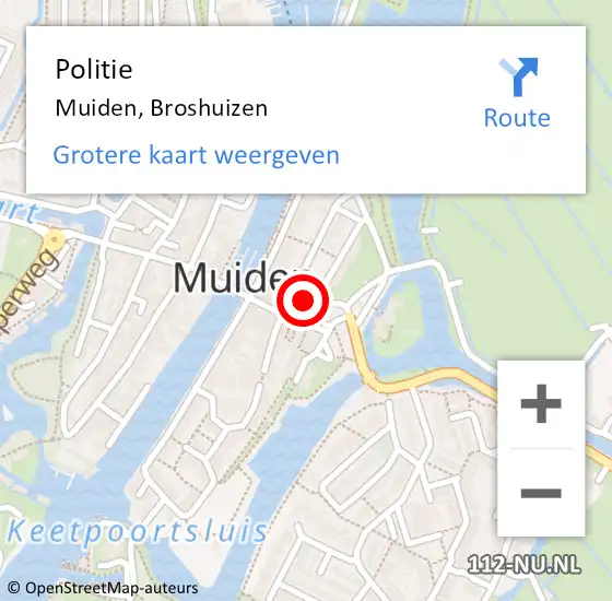 Locatie op kaart van de 112 melding: Politie Muiden, Broshuizen op 13 september 2021 17:02