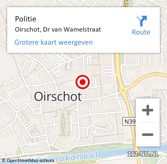 Locatie op kaart van de 112 melding: Politie Oirschot, Dr van Wamelstraat op 13 september 2021 17:12