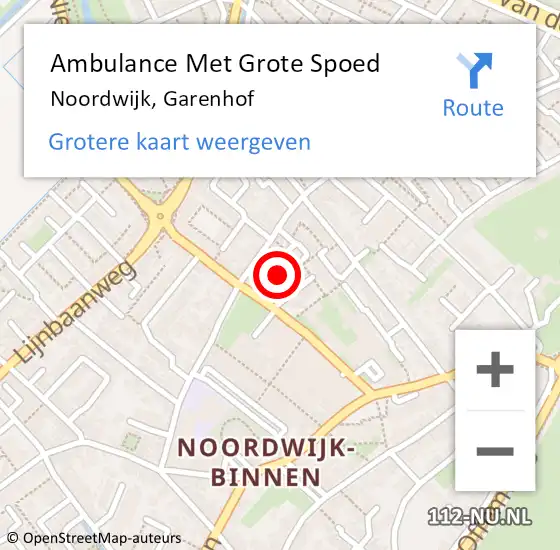 Locatie op kaart van de 112 melding: Ambulance Met Grote Spoed Naar Noordwijk, Garenhof op 13 september 2021 17:19