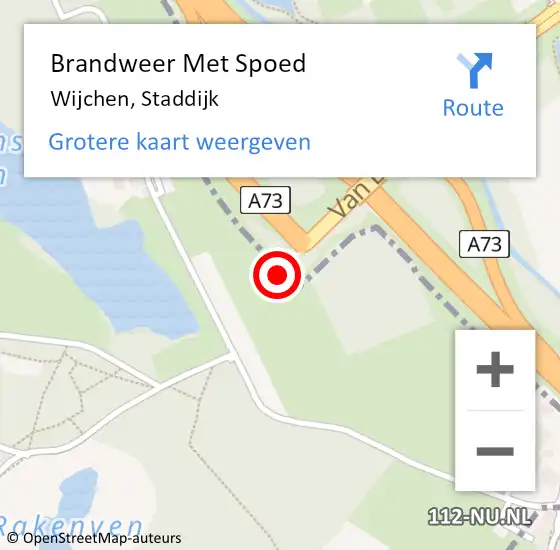 Locatie op kaart van de 112 melding: Brandweer Met Spoed Naar Wijchen, Staddijk op 13 september 2021 17:31