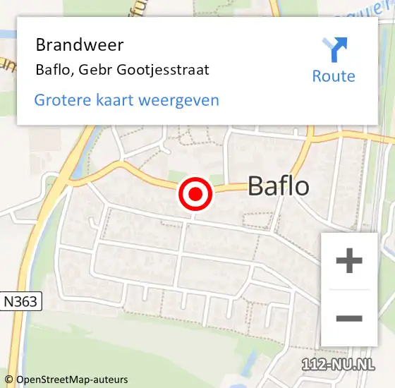 Locatie op kaart van de 112 melding: Brandweer Baflo, Gebr Gootjesstraat op 13 september 2021 17:48