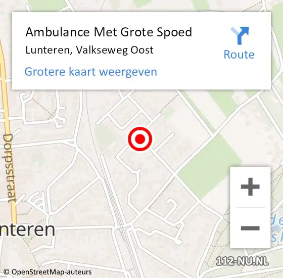 Locatie op kaart van de 112 melding: Ambulance Met Grote Spoed Naar Lunteren, Valkseweg Oost op 13 september 2021 18:03