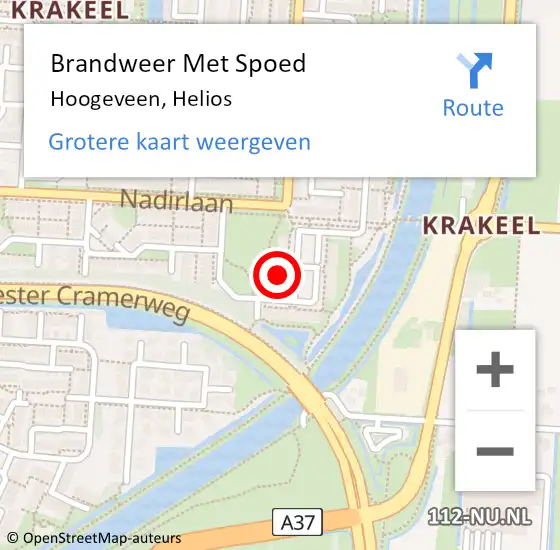 Locatie op kaart van de 112 melding: Brandweer Met Spoed Naar Hoogeveen, Helios op 13 september 2021 18:05