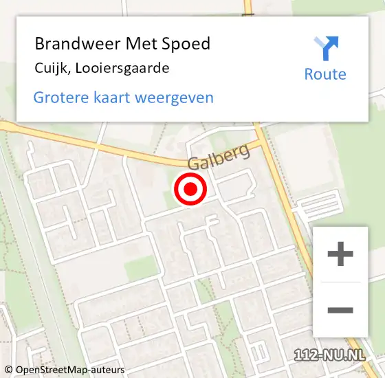 Locatie op kaart van de 112 melding: Brandweer Met Spoed Naar Cuijk, Looiersgaarde op 13 september 2021 18:40