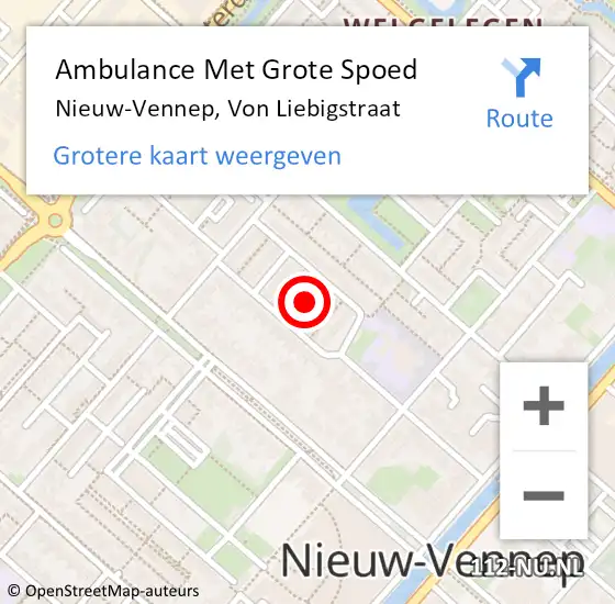 Locatie op kaart van de 112 melding: Ambulance Met Grote Spoed Naar Nieuw-Vennep, Von Liebigstraat op 13 september 2021 18:41