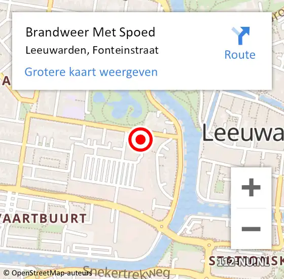 Locatie op kaart van de 112 melding: Brandweer Met Spoed Naar Leeuwarden, Fonteinstraat op 13 september 2021 19:23