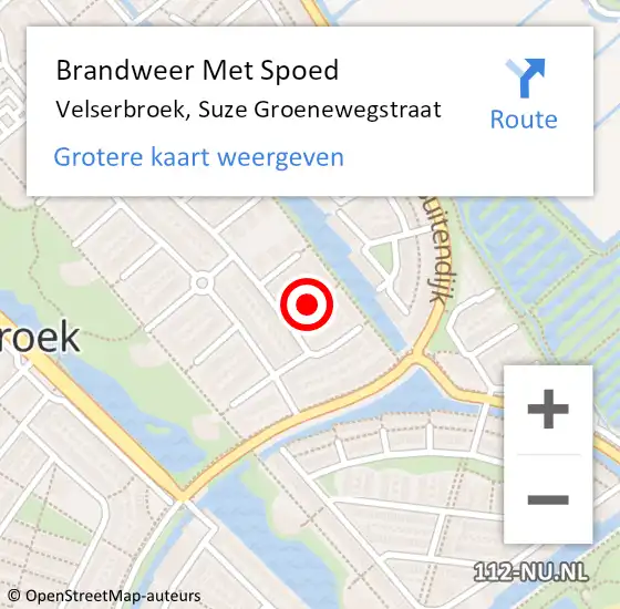 Locatie op kaart van de 112 melding: Brandweer Met Spoed Naar Velserbroek, Suze Groenewegstraat op 13 september 2021 19:37