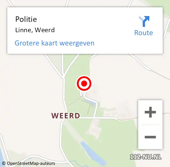 Locatie op kaart van de 112 melding: Politie Linne, Weerd op 13 september 2021 19:52